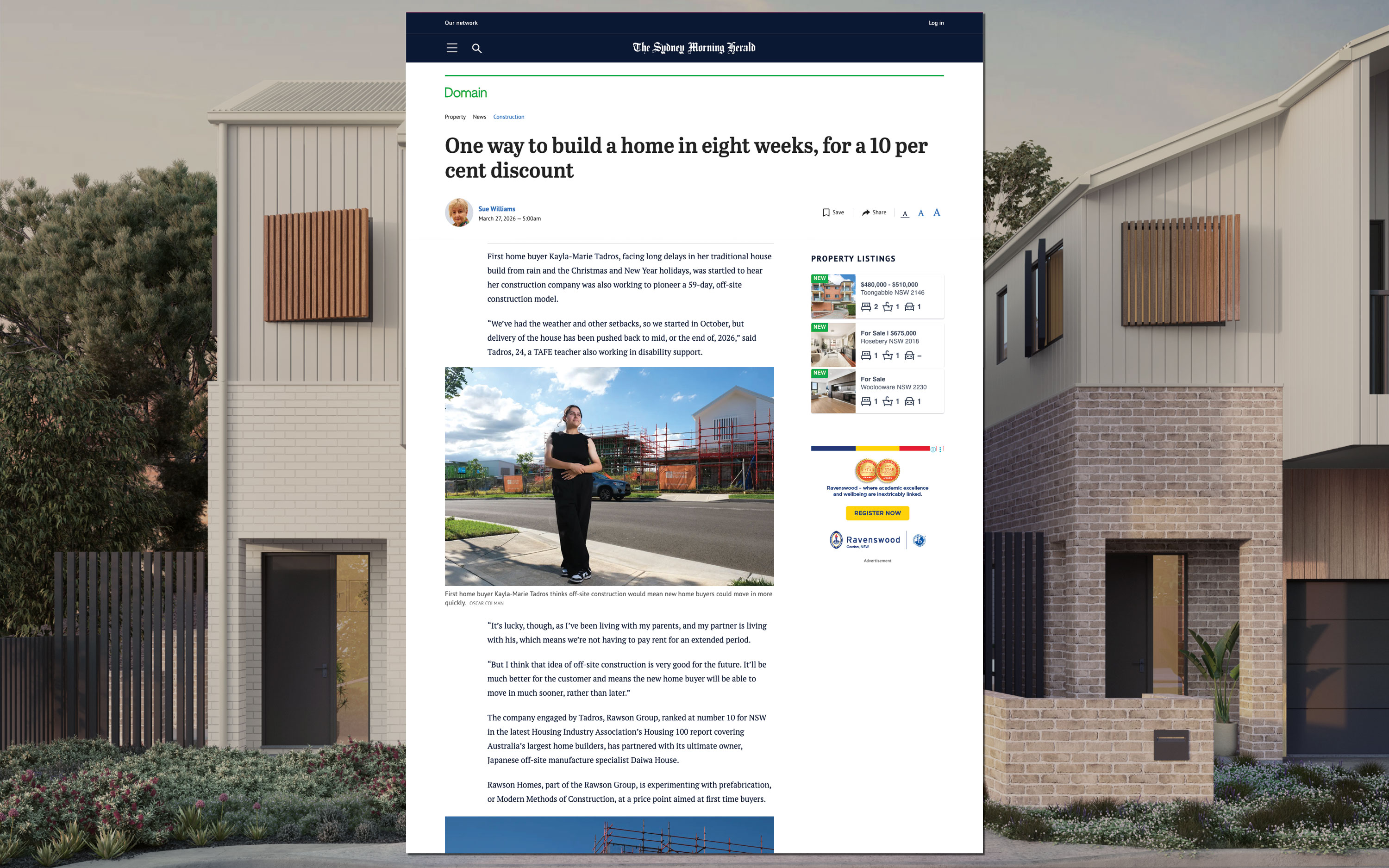 Rawson Homes featured in The Sydney Morning Herald